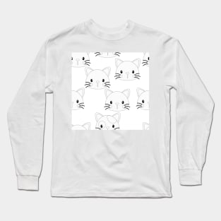 Cats Vector Fashion Background Seamless Long Sleeve T-Shirt